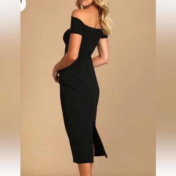 Lulu’s Make a Toast Black Off-the-Shoulder Cutout Midi Dress Womens Small NWOT - Picture 4 of 9